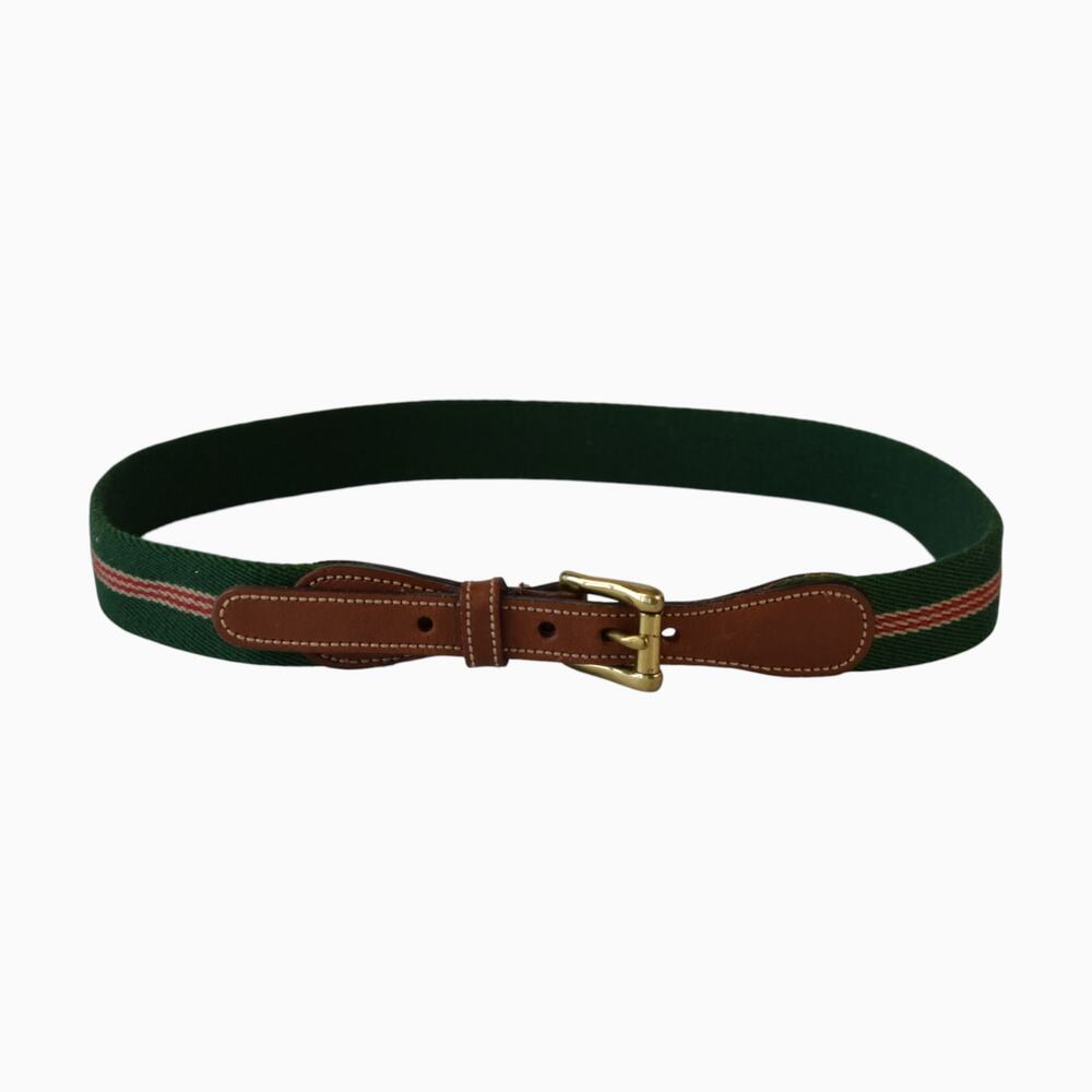 Vintage Dooney & Bourke Green Striped Thin Belt Medium